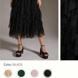 By Anthropologie Ruffled Tulle Midi Skirt